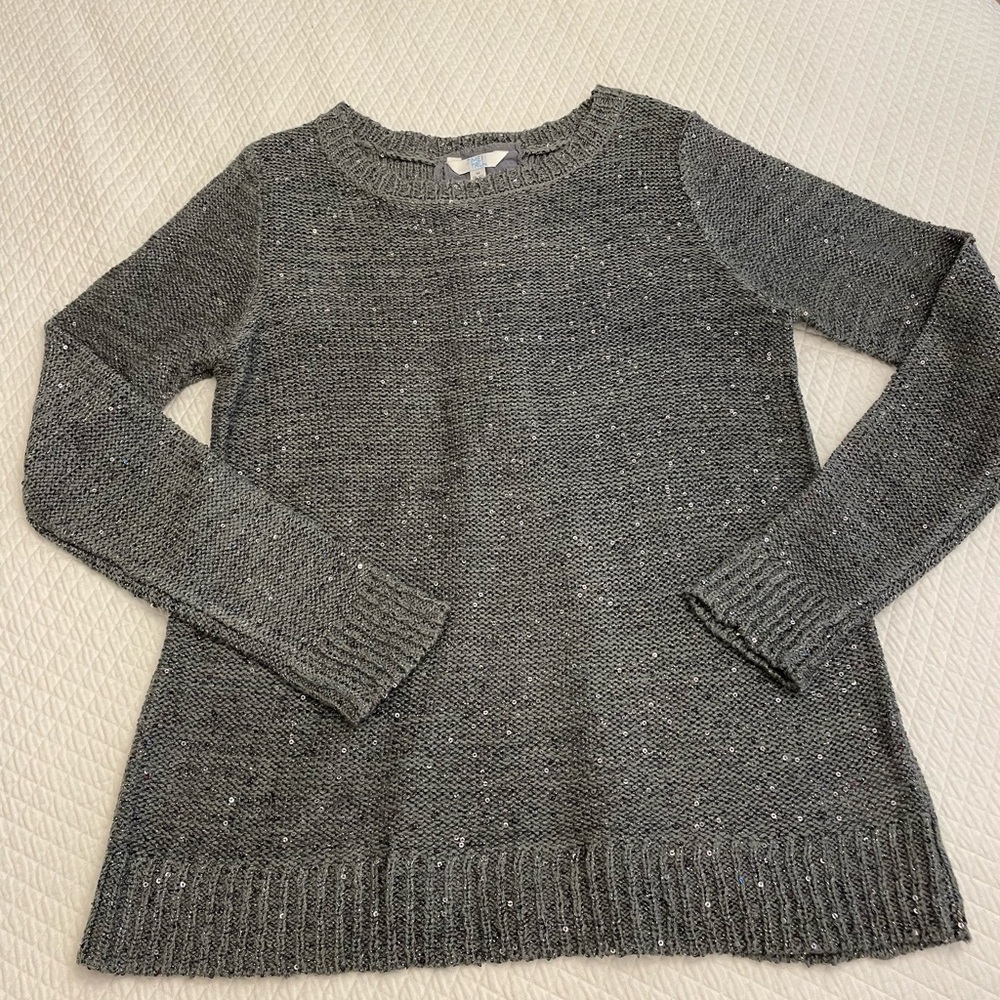 Grey shimmering beaded sweater Time & Tru medium size 8-10